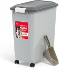 $24.65 IRIS USA Dog Food Storage Container with Wheels, Airtight Lid, 2-Cup Scoop, Up to 40 Pounds Pet Food Storage, Built in Scoop Storage in Lid, Versatile Pet Food Bin, Portable, BPA Free, Gray/Dark Gray